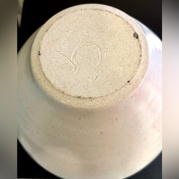 Vintage 80s Huge Studio Art Pottery Bulbous Artisan Vase Blue Rose Stripe Design - Picture 6 of 14